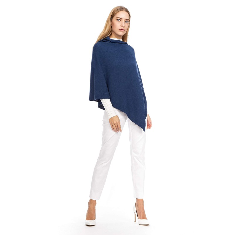 Marine Cashmere - Cashmere Blend Poncho for Women Delicate and