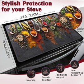 Colourful Various Herbs Electric Stove Top Cover Protector,Spices Glass Flat Top Stove Mat,Heat-Resistant Oven Induction Cooktop Mat for Ceramic Countertop Mats Dish Drying Mat