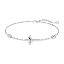 ROMANTICWORK Bracelet/Anklet for Women Sterling Silver 925 Summer Jewellery Gifts for Women 23 cm + 5 cm Anklet / 18 cm + 5 cm Bracelet, Silver, No gemstone