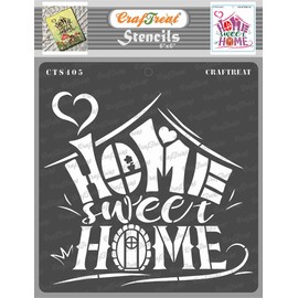 CrafTreat Reusable Word Stencils for Painting on Wood, Canvas, Paper, Fabric, Floor, Wall and Tile - Home Sweet Home 2-6x6 Inches - DIY Art and Craft Stencils for Home Decor - Stencils with Quotes