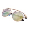 Komonee Round Sunglasses Rose Gold Frame Green Iridescent Lens Tint