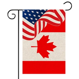 WeBenison America Canada Garden Flag/America & Canada Yard House Lawn Sign/National Flag Door Yard Lawn Sign Decor/National Friendship Outdoor Decorations, Double Sided Burlap