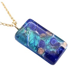 Handmade Murano Glass Pendant, Murano Glass Jewellery from Venice Italy, Millefiori on Gold Leaf, 3cm x 1.5cm (Lisa)