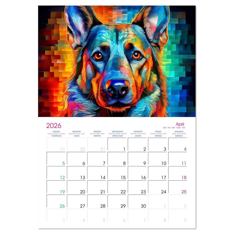 German Shepherd - Artwork (Monthly Wall Calendar 2026 16.5" x