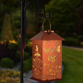 Butterfly Solar Lantern Outdoor Waterproof Hanging Christmas Lights Butterfly Dandelions Garden Decor Birthdays Gifts for Women Mom Grandma Metal Solar LED Light for Patio, Yard, Pathway,Landscape