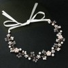 Samcos Hair Ornament, Flowers, Crystal Beads, Pearl, Ribbon, White, Headdress