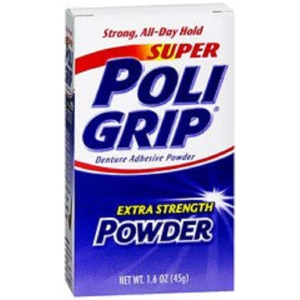 Super Poligrip Denture Adhesive Powder-1.6 oz ( Pack of 4) by Super Poli-Grip