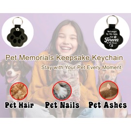 D95COCC Pet Paw Keychain – Refillable Leather Paw Print Keepsake for Dog or Cat Hair, Transparent Pet Memorial Keychain with Clear Compartment, Sympathy for Pet Lovers, Fur Animal Paw Shaped Pendant