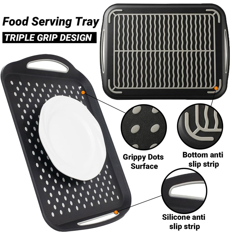 Hodvya 1PCS Large Non-Slip Serving Tray with Handles TV Lap