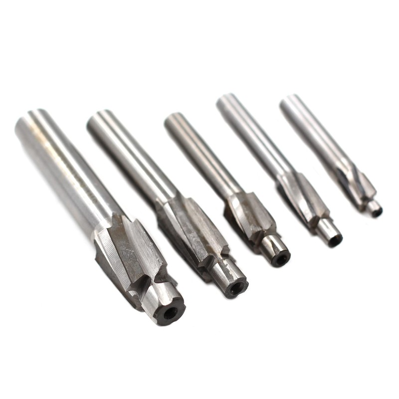Chiloskit 5pcs M3-M8 Pilot Slotting Counterbore Mould End Mill Cutter