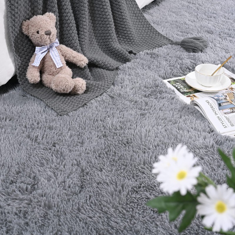 DETUM Grey Runner Rug 2' X 6' Fluffy Gray Area