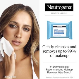 Neutrogena Toallitas de limpieza para eliminar la suciedad, aceite, maquillaje y máscara impermeable para viajes y viajes, 20 unidades (paquete de 6)