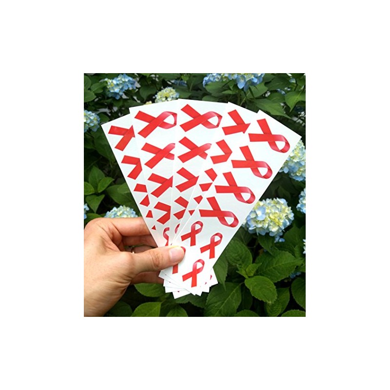 40 Red Ribbon Temporary Tattoos: HIV/AIDS Awareness Tattoo