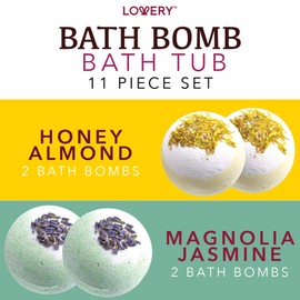 Bath Bombs Gift Set for Women and Men, 10 Oversized Two Tone Bath Fizzies with Shea & Coco Butter Dry Flower Petals, Rich Spa Bath Set in Cute Tub, Multiple Fragrances, Birthday Gifts