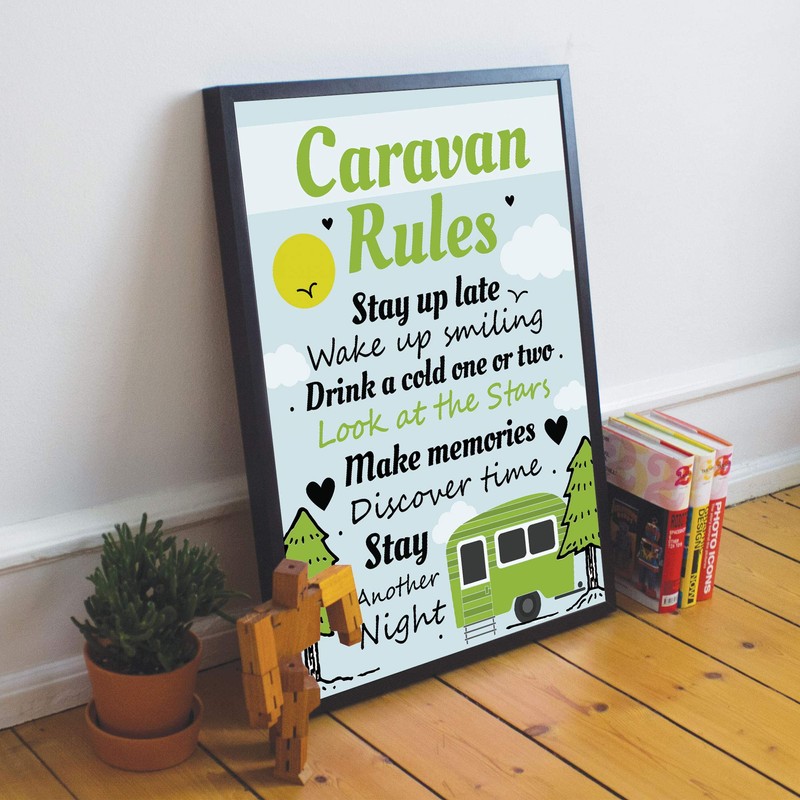 RED OCEAN FRAMED Caravan Rules Print Caravan Accessories Caravan Gift