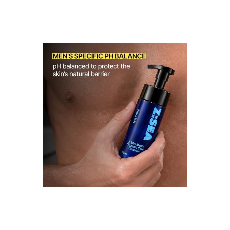 Z:SEA Men's Foaming Intimate Wash, pH Balanced and Odor Control,