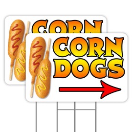 Vista Flags Corn Dogs Arrow 2 Pack Double-Sided Yard Signs 16" x 24" with Metal Stakes (Made