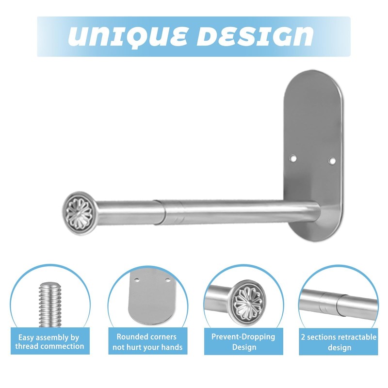 2-Section Stainless Steel Clothes Hanger Storage, Retractable Space Saving Clothes