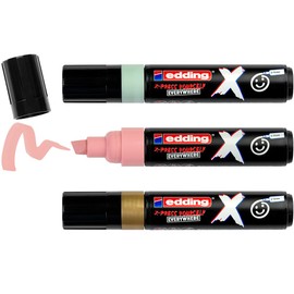 edding X multi marker - pastel color set - 3 acrylic paint pens - chisel nib 2-10 mm - acrylic paint markers for drawing on t-shirts, sneakers, phone-cases and more