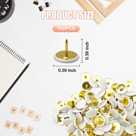 Bliceon 100 Pcs White Push Pins - 10x10mm Round Head Thumbtacks for Cork Boards, Maps, Wall Art, Bulletin Boards and Home, Office Decor - Durable Drawing Pins for Easy Posting