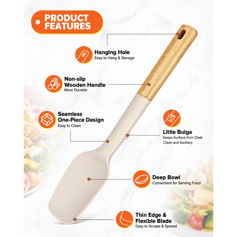 Silicone Spoon Spatula, Great For Scraping Bowls And Scooping Batter,