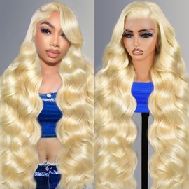 Shciyair 34 Inch Blonde Wig Human Hair 613 13x6 Lace Front Wig Human Hair 200 Density 613 HD Lace Frontal Wig 13x6 Body Wave Lace Front Wigs Human Hair Pre Plucked Glueless Wigs for Women