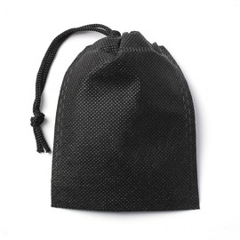 Single Drawstring Non-Woven Pouch - 50pc Set (9x12cm) (Black) Double Drawstring 10x15 White