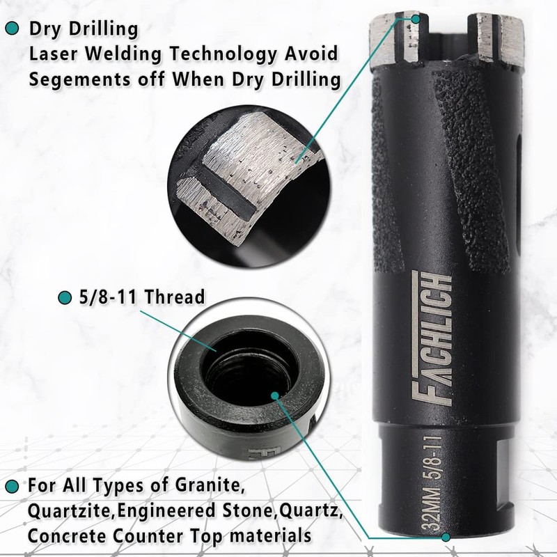 FACHLICH Diamond Core Drill Bit 1-1/4" Granite Hole Saw 32mm