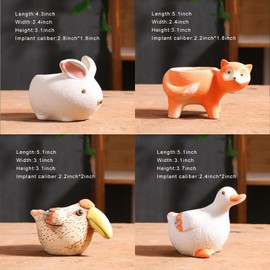 Yuccasly 4 Piece Ceramic Plant pots Indoor Pots Set with Drainage Holes, Little Animal Decorative Flower Pots for Indoor&Outdoor Little Plants, Cute Cactus/Bonsai Plant Pots