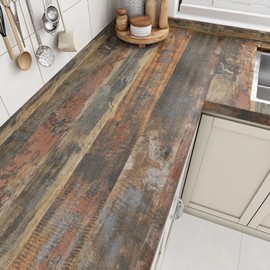 Wallercity 15.8''x236'' Vintage Red/Brown Wood Grain Contact Paper for Countertops Thick Waterproof Self Adhesive Butcher Block Contact Paper for Cabinets Removable Wood Vinyl Wrap for Desk Table Top