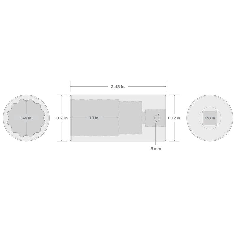 TEKTON 3/8 Inch Drive x 3/4 Inch Deep 12-Point Impact