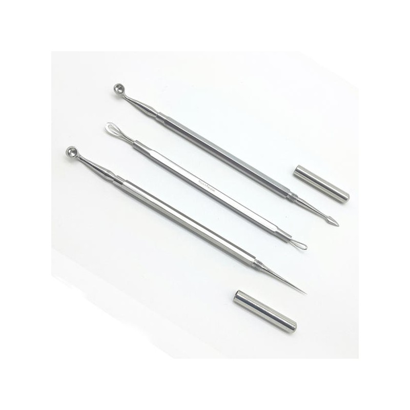 의료용 여드름압출기 3종 피지 여드름짜는도구 피부 Medical Acne Extractor 3-Piece