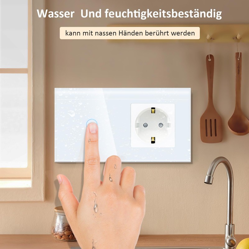 TAWOIA Switch with Socket Combination, EU Single 1 Way Crystal