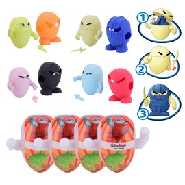 #sbabam Funny Box Eggy Ninja Kids Games, Pack of 4, Ninja Toy with Armor and Weapon Included, Glow in the Dark