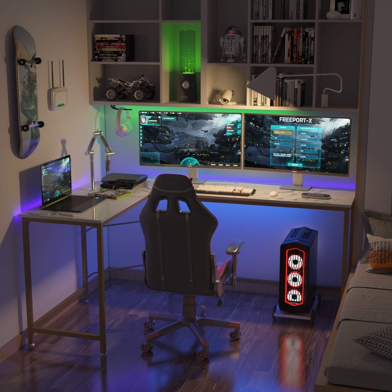 Teraves Reversible L Shaped Desk White - 66.1" Corner Gaming