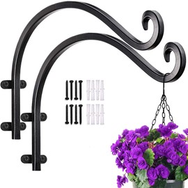 Wuuooei Wall Hook Hanging Basket 31 x 16 cm 2 Pieces Lanterns Wall Mount Black Wall Mount Plants Wall Hooks for Hanging Basket Planter Bird House Lantern Wind Chimes Wall Sconces