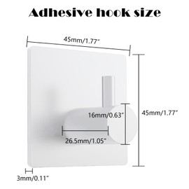 4PCS Adhesive Matte White Self-Adhesive Towel Hook, Waterproof Shower Wall Hook, Heavy-Duty Stainless Steel Adhesive Hook for Bathroom, Kitchen, Bedroom, Suitable for Hanging Clothes, Hats, Bags, Keys