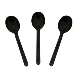 AmerCareRoyal Heavy Weight Unwrapped Disposable Polypropylene Plastic Soup Spoons for Restaurants and Catering, Black, Pack of 1000