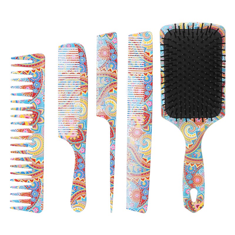5pcs Paddle Hair Brush Set Easy Detangling Brush Tail Comb
