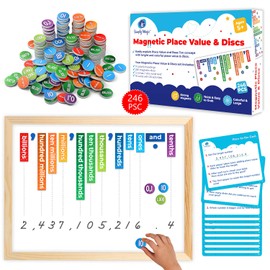 246 PCS Display Magnetic Place Value & Discs Set - Place Value Manipulatives, Magnets, Magnetic Place Value Disks Chips, Magnetic Base 10, Magnetic Math Base Ten Manipulatives - Simply Magic