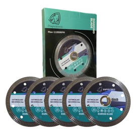 DIAPICKTOOLS 5PCS 4inch Diamond Thin Turbo Blade Saw Cutting Disc for Porcelain Ceramic Tile Stone Granite Marble 7/8" Arbor Reinforced Type Include 5/8" Ring (5)