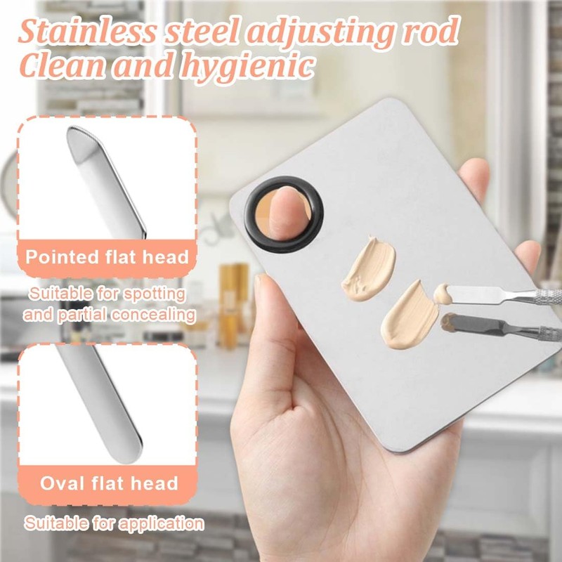 AEIOPRS 1 Stainless Steel Makeup Palette and Spatula Set Cosmetic