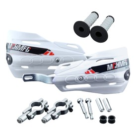 Fewfuss Dirt Bike Hand Guards with Grips - Universal Motorcycle Handguards for Pit Bikes ATV Motocross Enduro White