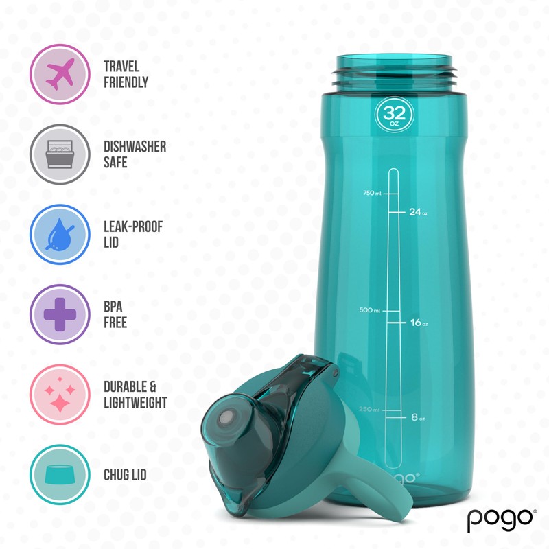 Pogo plástico sin BPA Botella de Agua con Tapa de