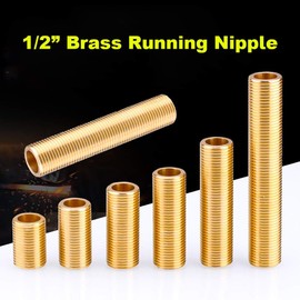Threaded Tube 1PCS 1/2" Brass Running Nipple Long Threaded Plumbing Fitting for Tank Connectors (50mm) (120mm)