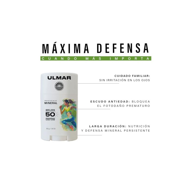Ulmar Protector Solar Mineral en Barra FPS50 UVA + UVB
