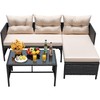 Devoko Outdoor Patio Furniture 3-Piece Rattan Waterproof Outdoor Sectional Sofa