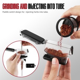 Zorkle Herb Grinder Electric Portable, 1g Capacity, 1800mah Battery Powered with LED Lights, Electric Grinder for Kitchen, with 12g Storage Box, Black