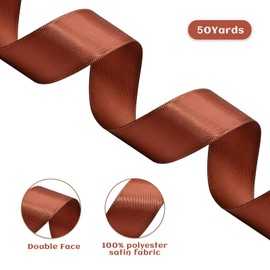 Rilisili Rust Satin Ribbon 1 Inch 50 Yards Double Faced Polyester Satin Ribbons for Gift Wrapping DIY Crafts Weddings Invitations Flower Bouquet Bow Making Home Decor Sewing