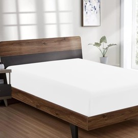 SSW HOMES Fitted Sheet 30 CM Deep Easy Care Soft Brushed Premium Microfibre Shrinkage and Fade Resistant Bedsheet (White, Double)